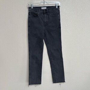 Madewell Women’s Stovepipe High Rise Raw Hem Stretch Jeans Black 25